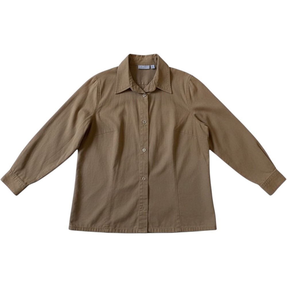 Vintage Liz & Me Long Sleeve Button Up Shirt Utility Blouse with Pockets Size 1X